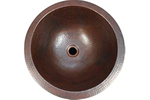 SimplyCopper 15" Rustic Round Copper Bath Sink In ORB Finish Drop In or Under Mount