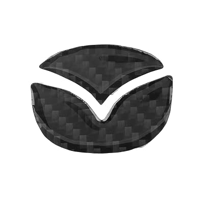 Acouto Car Steering Wheel Horn Emblem Insert Cover Trim for Mazda CX-5 2017-2018,Carbon Fiber