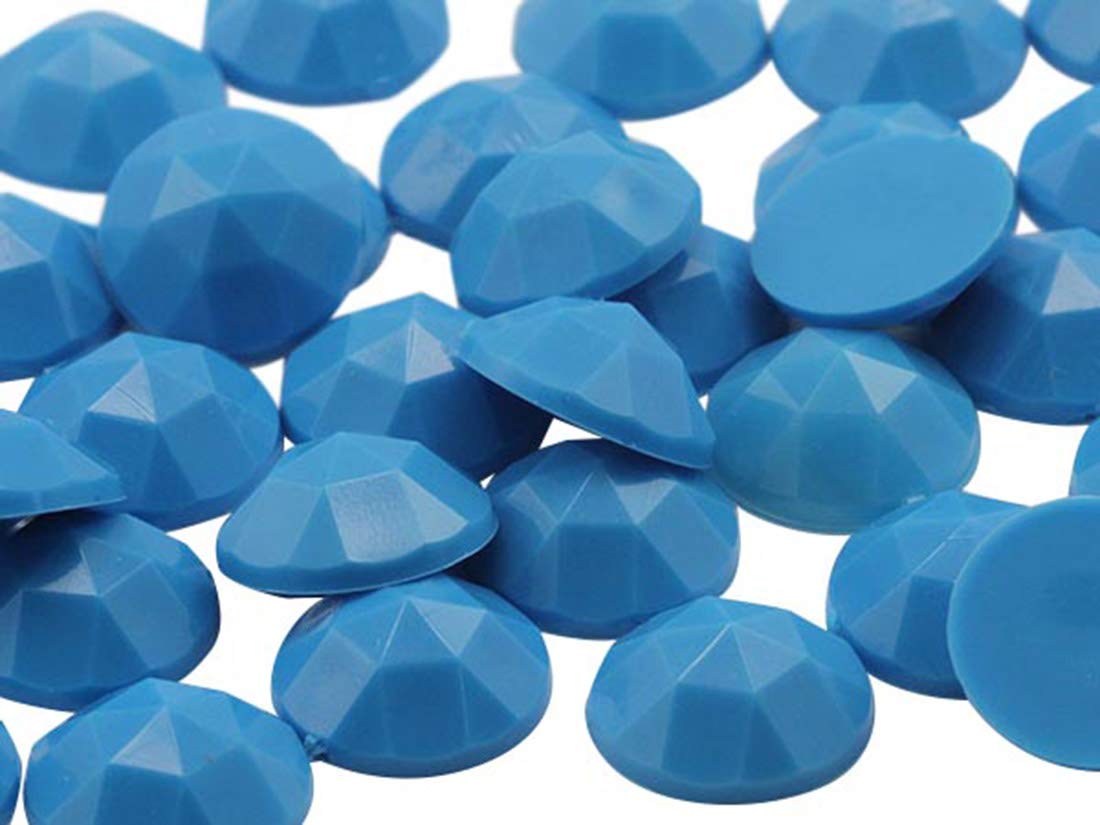 13mm Flat Back Round Acrylic Rhinestones Plastic Gems for Jewelry Making Costume Jewels Cosplay Embelishments - 50 Pieces (Blue Tourquoise .T001) — image 1