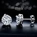 Outop Stud Earrings for Women18K White Gold Plated Round Cubic Zirconia Stainless Steel Anti-Allergy Earrings