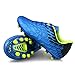 Hawkwell Kids Boys Girls Outdoor Soccer Shoes, Blue PU, 13 M US