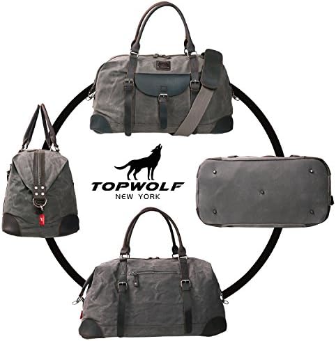 Canvas Duffel Bag TOPWOLFS 22" Travel Duffle Bag Tote Large Holdall Bag Luggage Carry On Weekender Bag Waterproof Waxed Canvas 3 Canvas Duffel Bag TOPWOLFS 22" Travel Duffle Bag Tote Large Holdall Bag Luggage Carry On Weekender Bag Waterproof Waxed Canvas