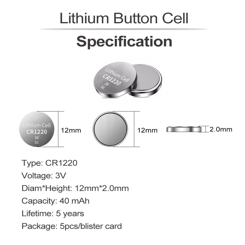 PGSONIC CR1220 3V Lithium Battery (5pcs)