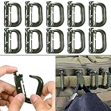 10 Pack Multipurpose D-Ring Grimlock Locking for Molle Webbing with Zippered Pouch by BOOSTEADY