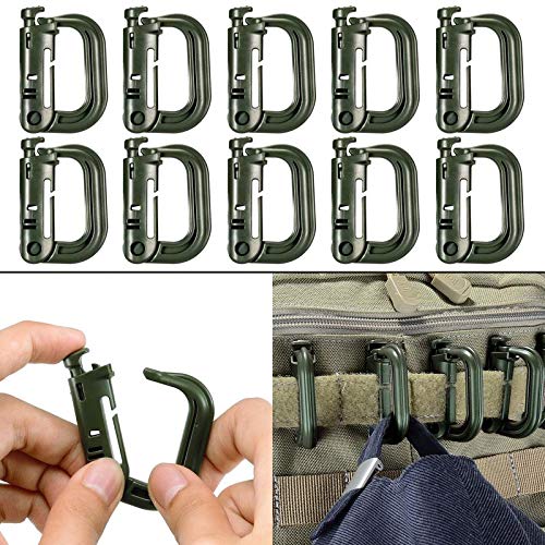 BOOSTEADY 10 Pack Multipurpose D-Ring Grimlock Locking for Molle