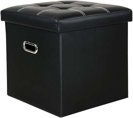 Amazon Co Jp Gisiracasa 収納スツール エコー 無臭 オットマン 折りたたみ式 持ち手付き 合皮 収納ボックス 38 38 38cm ブラック ホーム キッチン