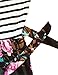 SUNNOE Women's Floral Printed 3/4 Sleeve Striped Scoop Neck High Waist Splice Party Maxi Long Dress (Small, Black Striped)