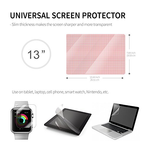 RED SHIELD Universal Screen Protector 13" for Tablet, Smartphone, Smartwatch, Gaming Device, and GPS. High Definition Crystal Clear Anti-Scratch, Anti-Fingerprint Film. Easy to Cut with Guidelines.