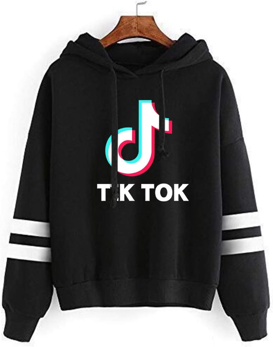 Toktik Hoodie Me Contro Te Sweatshirt Fashion Casual Music Fans Jumper Striped Long Sleeve Hooded Sweater BK XS