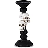 OYATON Pillar Candle Holder for Halloween Decoration Indoor, Skull Candlestick Holder for 3 Inches Pillar Candle