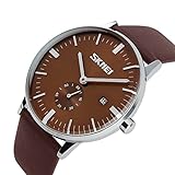 SKMEI Men Genuine Leather Watch waterproof business quartz watch 9083