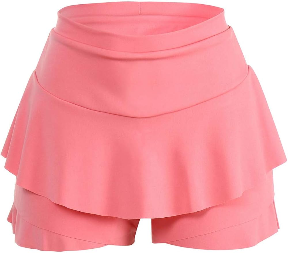 high waist frill hem casual pants