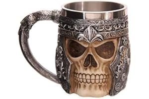 Itian 3D Skull Mug Stainless Steel Tankard Mug Coffee Tea Water Drinking Cup for Party Or Bar