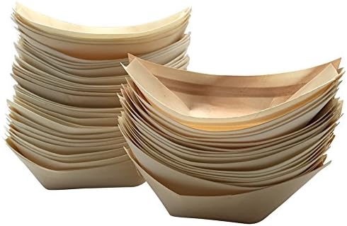 Compostable Wooden Food Boats | 50 Pack | By Rustic Earthware