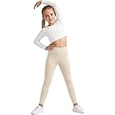 G4Free BareFeel Girls Leggings High Waist Athletic Yoga Pants with Pockets Dance Running Tights 6-12 Years