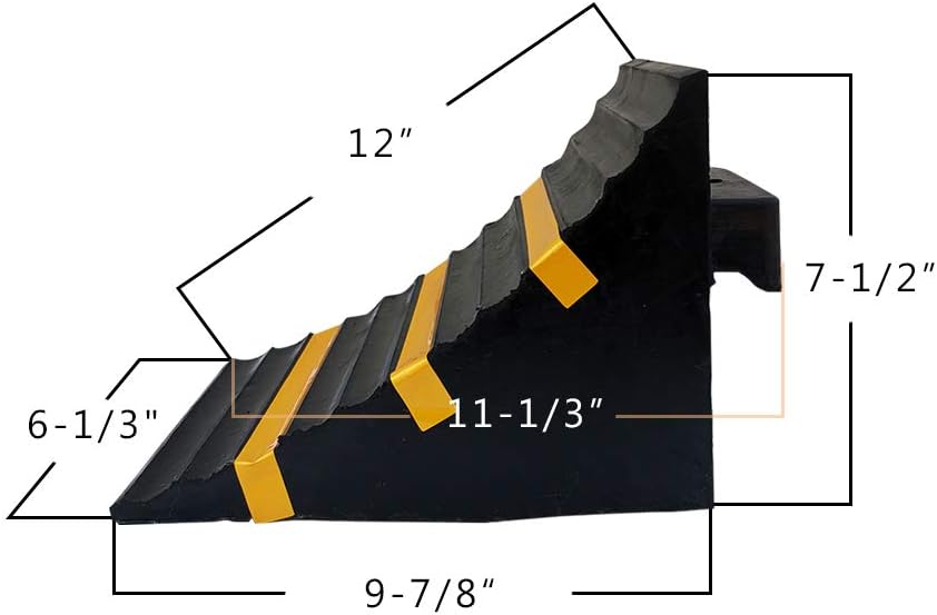 SLT Gdpodts Solid Rubber Heavy Duty Wheel Chocks 2 Pack Black and Yellow Wheel Blocks for Cars and Vehicles: Automotive