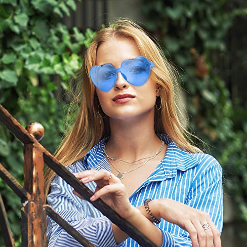 Rimless Sunglasses Heart Sunglasses Blue LUTER4pcs Heart Shaped