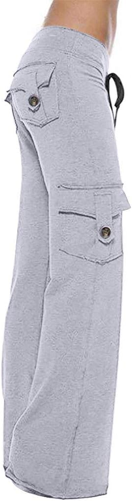 Theoylos Women's Leggings Stretch Soft Pocket Yoga Pants Ladies Full-Length Loose Pants High Waisted Leggings