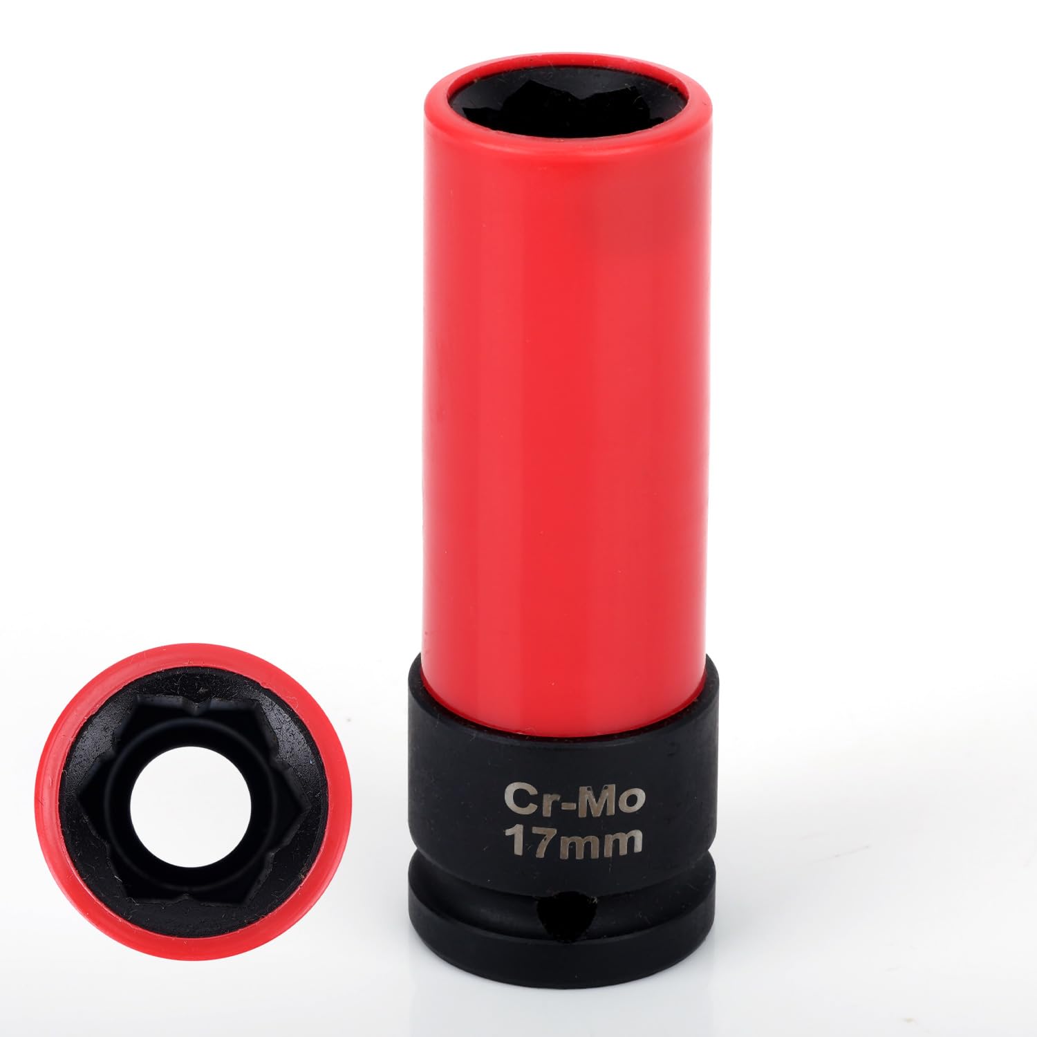 Photo 1 of 17mm Protective Lug Nut Socket for Vehicles with Convex Flower Head Lug Nuts, 1/2" Square Drive, Cr-Mo Steel, Non-Marring Wheel Rim Guard Compatible With CL/GL/GLK/GLS/S-Class