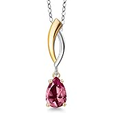 Gem Stone King 925 Silver and 10K Yellow Gold Pink Topaz Pendant Necklace for Women | 1.00 Cttw | Gemstone November Birthstone | Pear Shape 8X5MM | With 18 Inch Silver Chain