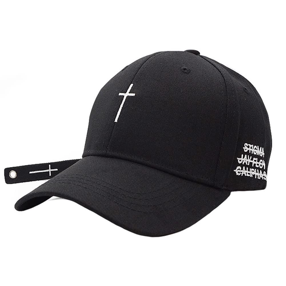 IBLUELOVER Unisex Embroidery Cotton Baseball Cap Breathable Summer Casual Plain Sports Cap Adjustable Lightweight UV-Protection Outdoor Hat with Curved Brim for Men Women Black