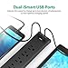 Power Strip RAVPower 6-Outlet Office Home Surge Protector with 2 iSmart USB Ports, ETL Listed Power Plug 880 Joule with 5 ft Long Power Cord and Bottom Wall Mounting Ports (Black)