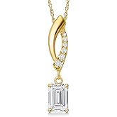Gem Stone King 10K Yellow Gold 6X4MM Emerald Cut Gemstone Birthstone and White Lab Grown Diamond Infinity Pendant Necklace For Women | Gold Necklace For Women | With 18 Inch Gold Chain