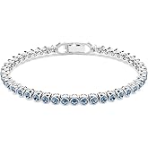 Swarovski Imber Emily Tennis bracelet, Round cut, Blue, Rhodium finish