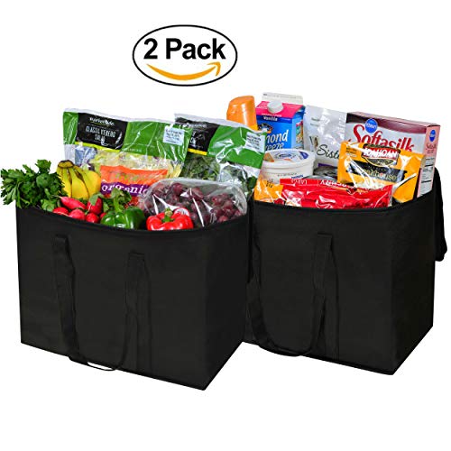 Insulated Grocery Bags (2Pack), Leakproof Liner, Reusable, Thicker