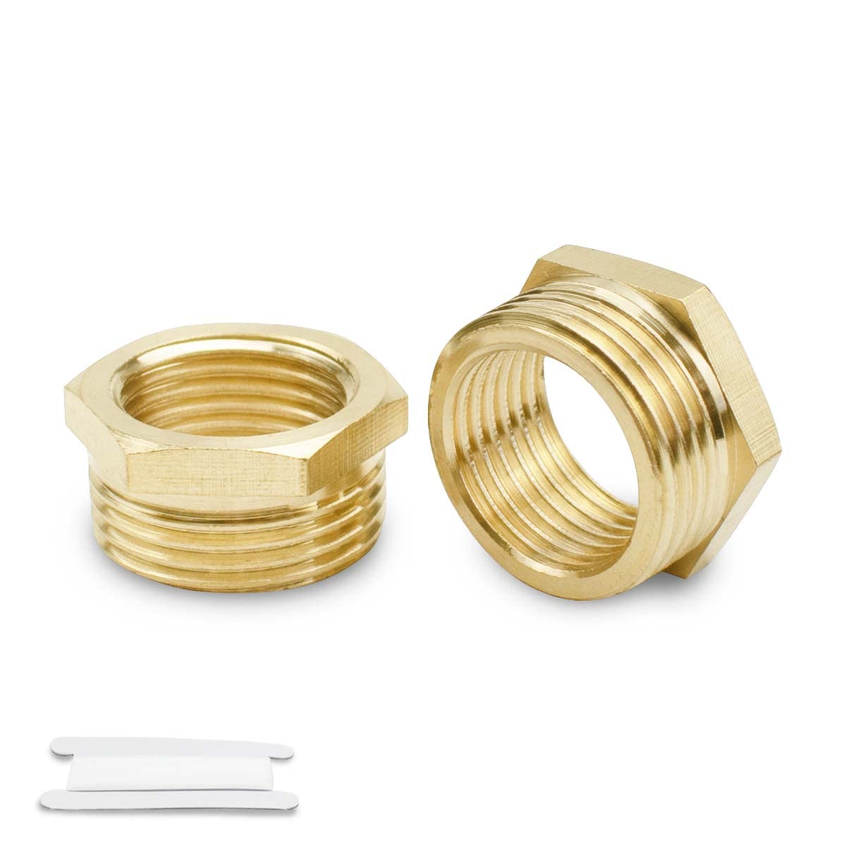 Bwintech 2 Pcs 1/2" Female to 3/4" Male BSP Thread Brass Hex Bushing Reducing Connector for Pipe Connecting Conversion