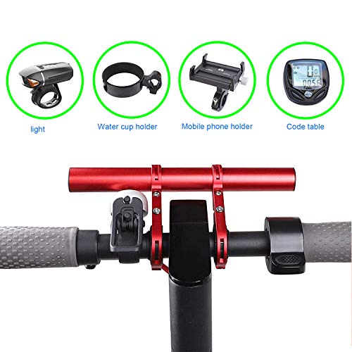 Together-life Bike Handlebar Extender, Bicycle Extension Bar Aluminum Alloy Double Clamp Mount Holder Bracket Space Saver for Holding Flashlight Speedometer GPS Phone Mount Holder(Red)