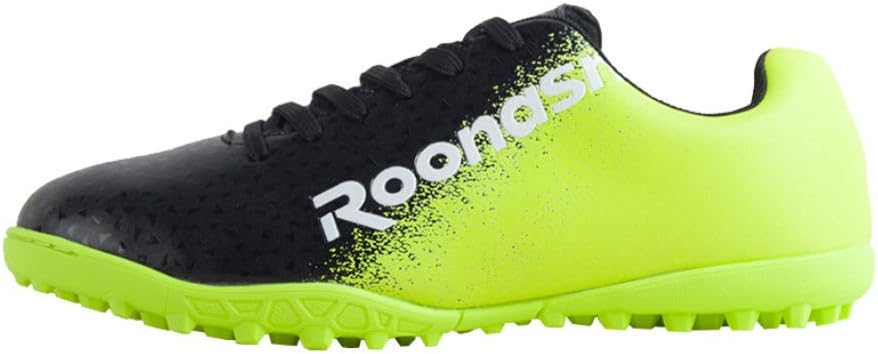 ROONASN Kids' Outdoor/Indoor Soccer Shoes Football Training Cleat Shoes (1 D(M) US, Green/Black)