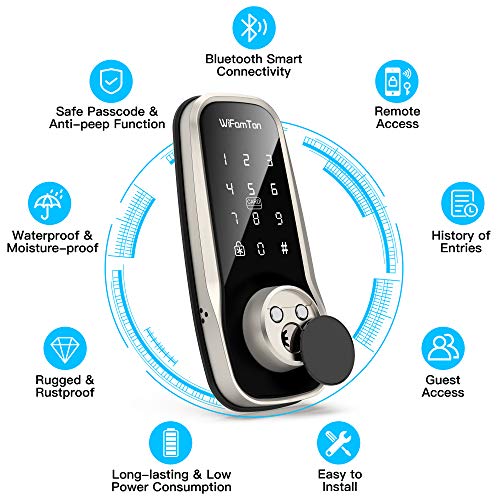 Smart Lock, WiFamTon Keyless Entry Door Bluetooth Lock with Touchscreen Keypad, Smart Lock Front Door with App Control… - Image 3