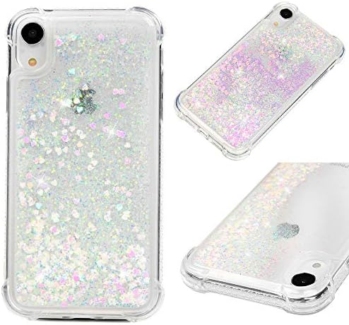 LaVibe iPhone XR Case Solid Color Bling Liquid Quicksand Flowing Moving Snow Design Cover Waterfall Floating Sparkle Hard PC Shell for iPhone XR - 6.1 inch