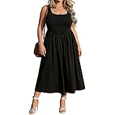 RITERA Plus Size Summer Dresses for Curvy Women Maxi Square Neck Sleeveless Casual Beach Sundress with Pockets, Flowy Dress