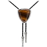 Joxevyia Bolo Tie with Natural Stone for Men Vintage Handmade Cowboy Bolo Ties Cowhide Rope Buckle Clasp Necktie for Women