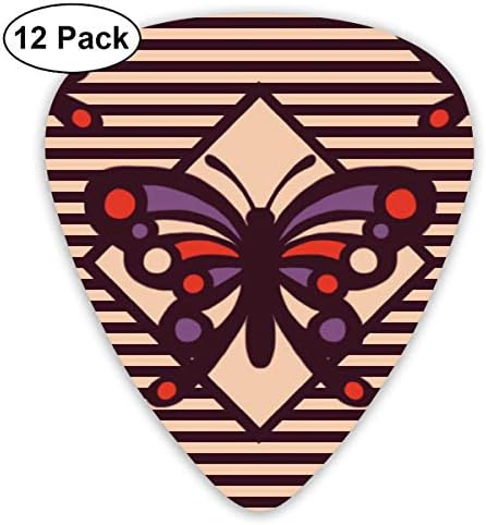 Vintage Matchbox Butterfly Dark Stripe Bendy Ultra Thin 0.46 Med 0.73 Thick 0.96mm 4 Pieces Each Base Prime Plastic Jazz Mandolin Bass Ukelele Guitar Pick Plectrum Display