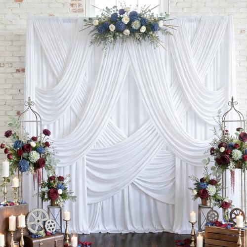 12 Paneele, 1,5 x 3,6 m, weiße Hintergrundvorhänge für Partys, knitterfrei, Polyester, Fotohintergrund, 3,6 m lang, Stoffvorhang für Hochzeit, Geburts
