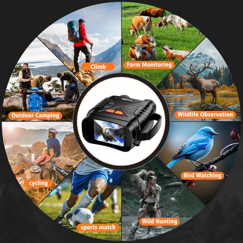 LBOYLOVE® Night Vision Goggles, 1080P HD Infrared Night Vision Binoculars for Day and Night with 2MP Photo, 10X Digital Zoom, 2.8'' HD Screen & 64GB TF Card, Suitable for Hunting, Camping & Security