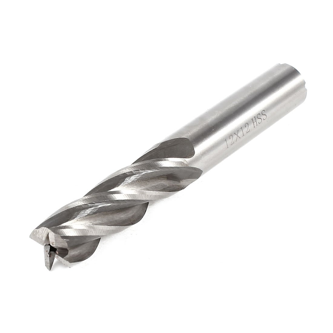 sourcingmap 12mmx12mmx40mmx85mm Machining Cutting Tool Helical Groove 4 Flute Straight Shank Milling Cutter End Mill