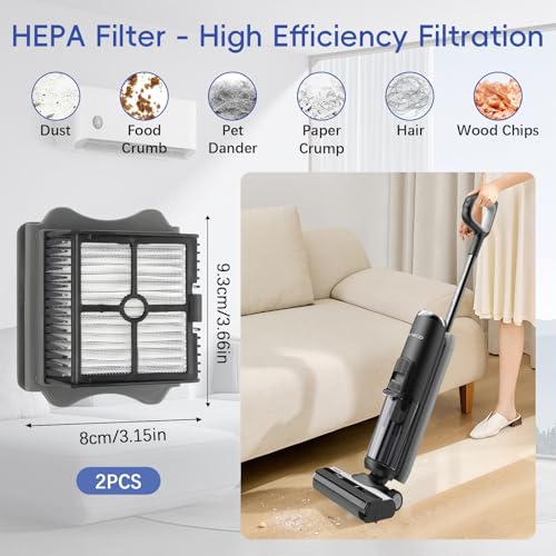 ELEPRUC Accessory Kit for Tineco Floor One S5 / S5 Pro / S5 Pro 2 / Tineco S5 Extreme - Spare Parts for Water and Dust Vacuum Cleaner - 2 x Brush Rollers, 2 x Filters, 1 x Brush
