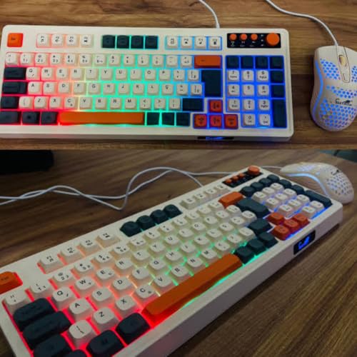 Teclado e Mouse Gamer, Alta Precisão RGB LED Rainbow USB para PC, PS4, PS5 e Xbox Versão Atualizada 2.0, Sem Atraso ao Teclar, Sem delay.