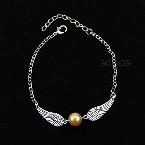 Panwa Jewelry Retro Fashion Harry Potter Snitch Coppery Silvery Wing Pendant Bracelet