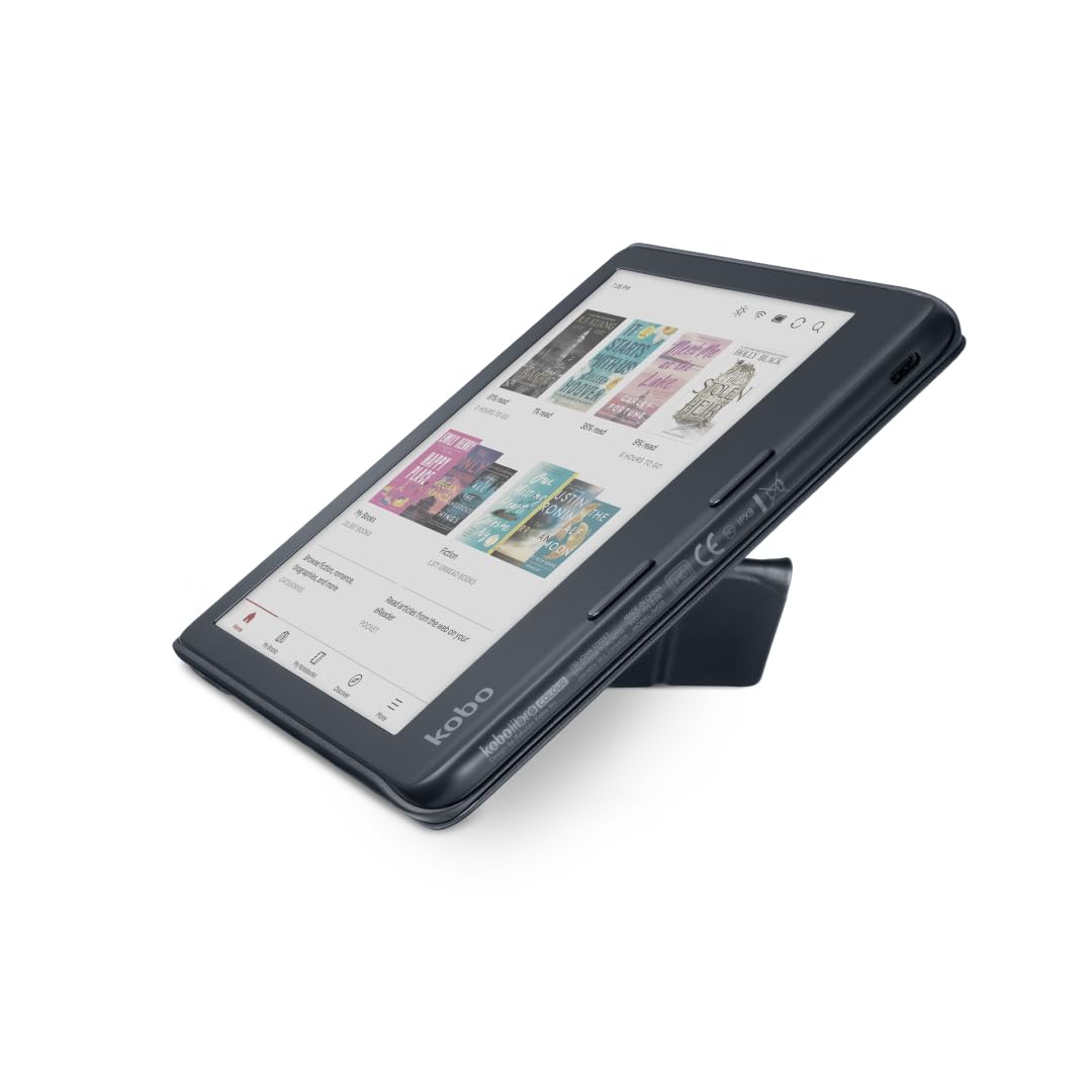 Kobo Libra Colour SleepCover Case | Black | Sleep/Wake Technology | Built-in 2-Way Stand | Vegan Leather | Compatible with 7” Kobo Libra Colour eReader