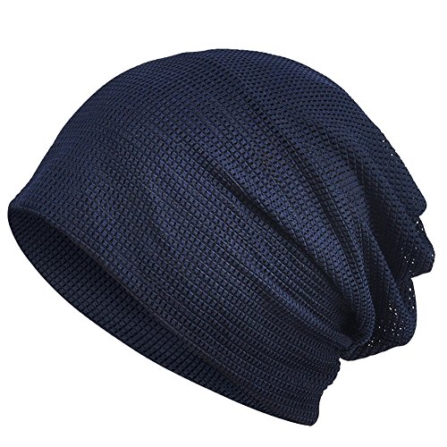 CAMOLAND Multi-Functional Summer Beanie Slouchy Mesh Breathable Baggy Unisex (Navy Thin)