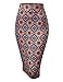 MBJ WB1304 Womens Print Midi Pencil Skirt L ORANGE_BLUE
