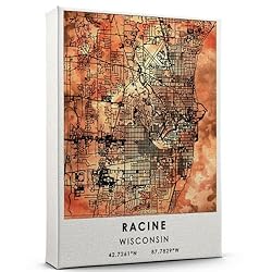 Racine Map Poster, Wisconsin Map Art Poster, Map