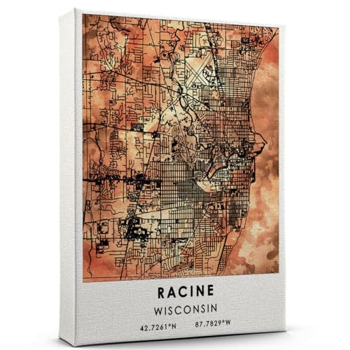 Racine Map Poster, Wisconsin Map Art Poster, Map