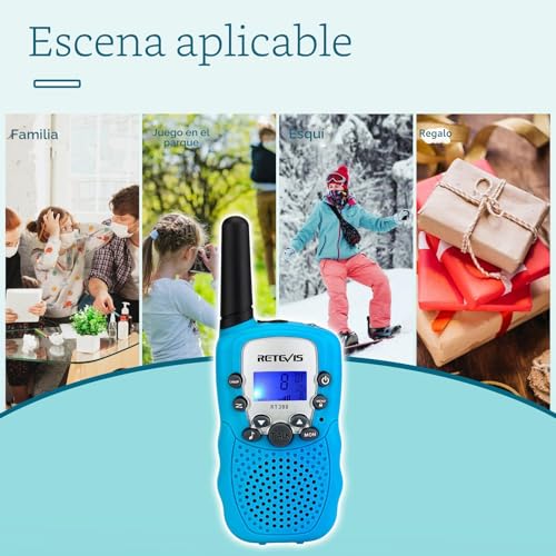 Retevis RT388 Kids Walkie Talkie PMR446 8 Channels Flashlight VOX Walkie Talkie Kids Boys Girls Childrens Walkie Talkie for Garden Toys Hiking Camping and Other Outdoor Activities(Sky Blue,1 Pair)