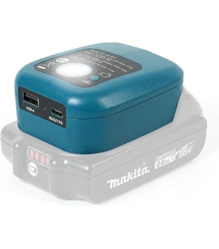 Makita LED ハンディライト　折りたたみ式　USB用アダプタ充電器 Amazon.com : Battery Adapter Fits for Makita 14-18V Battery 2W LED